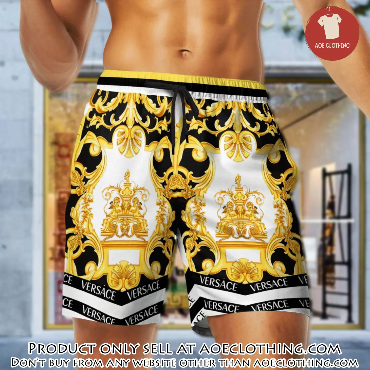 Versace golden luxury brand premium fashion shorts for men aoe1623211